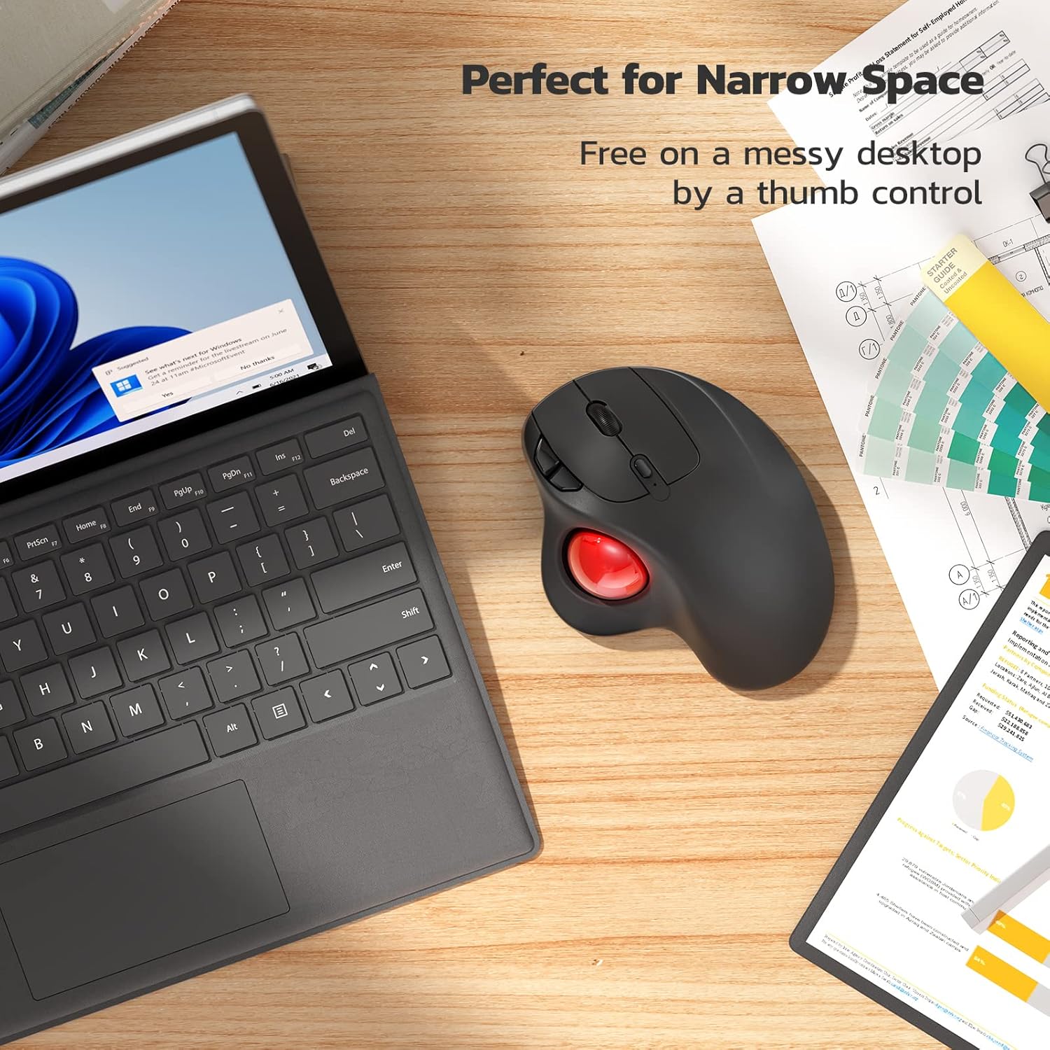 Thumbnail 5 de Nulea M501 kabellose Trackball-Maus mit 3-Geräte-Verbindung (Bluetooth oder 2,4G) und wiederaufladbarem Akku