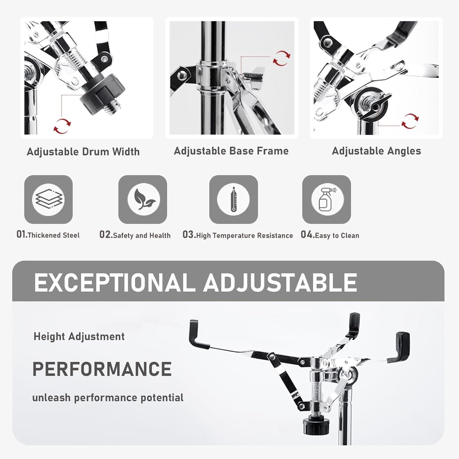 Thumbnail 2 de Vaisoeny Snare Drum Stand, Stainless Steel
