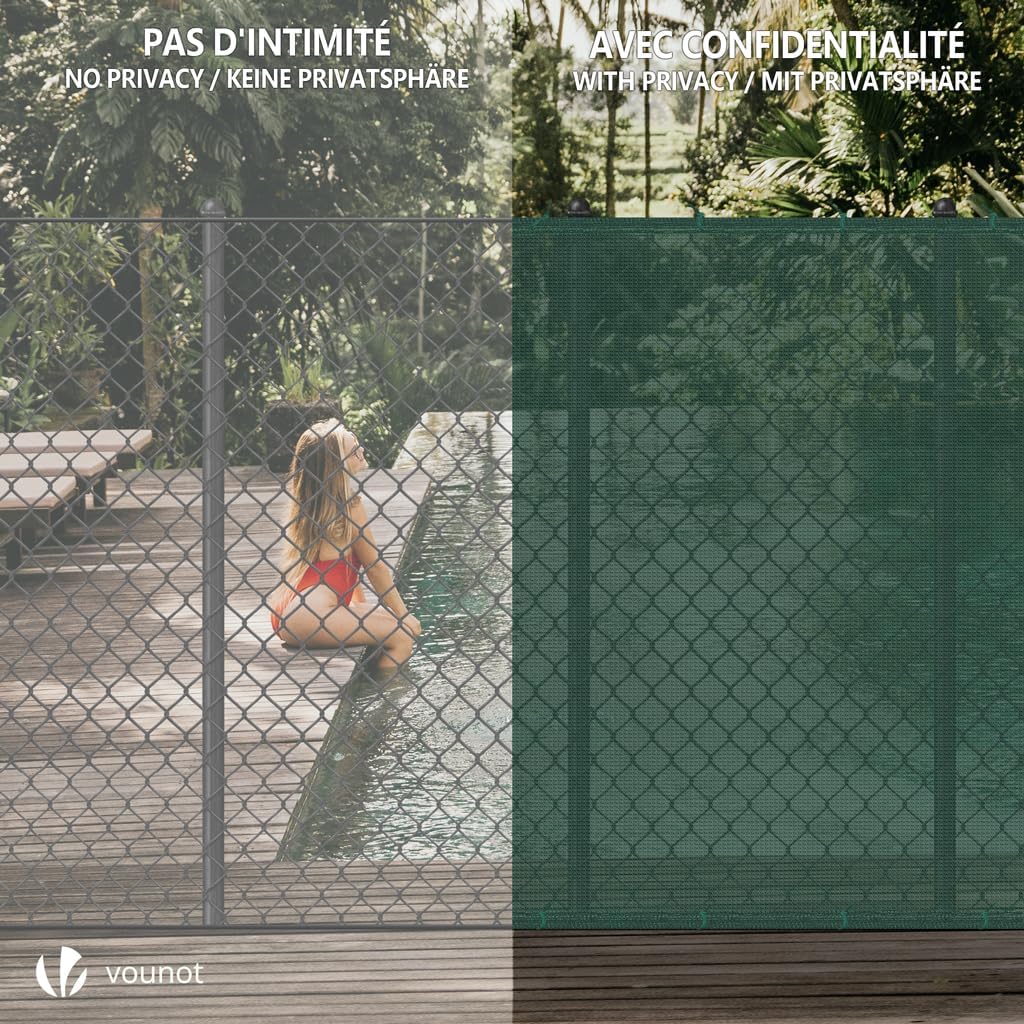 Detalle de VOUNOT Privacy Netting 1.8×10m Garden Screening – 75% Shading, UV-Resistant HDPE, Green