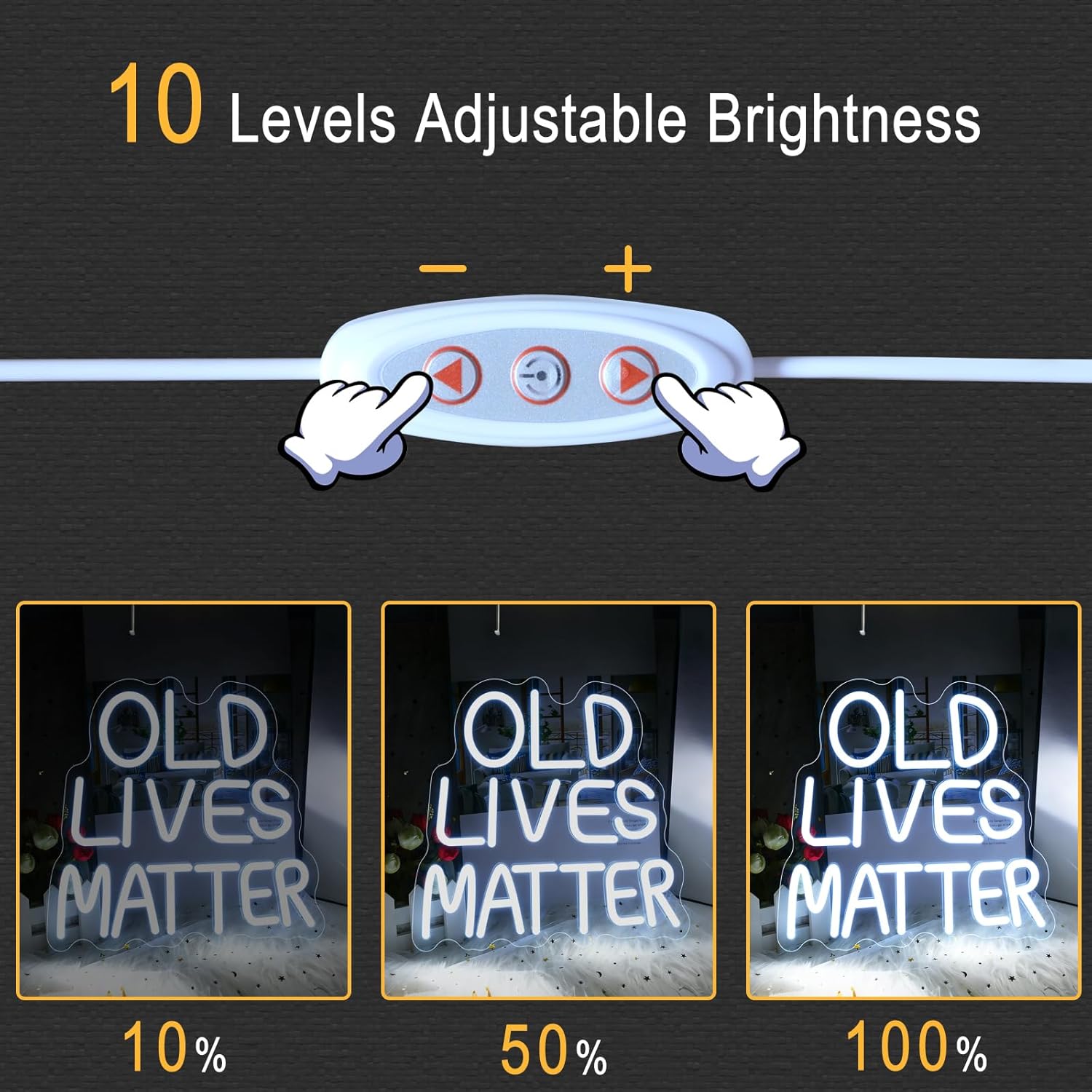 Thumbnail 2 de Old Lives Matter Neon Schild – LED Weiß, USB, dimmbar (28×28 cm)