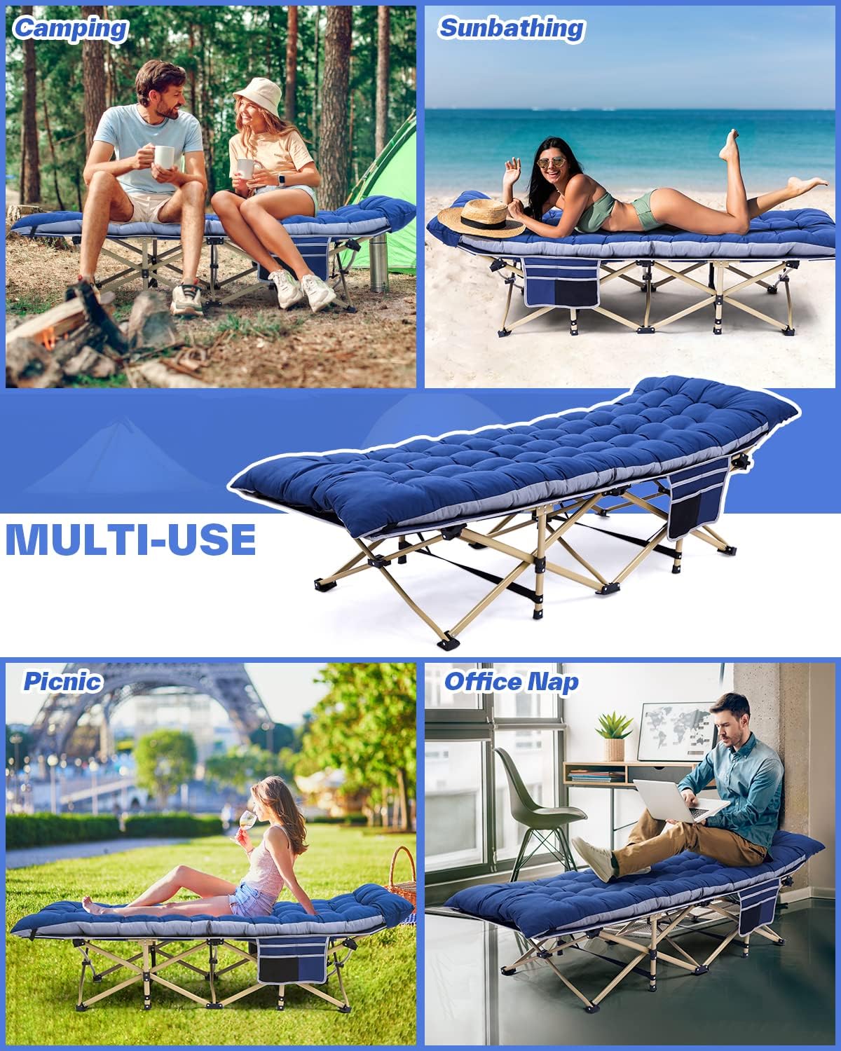 Thumbnail 4 de Sportneer Camp Beds for Adults with 1.5" Thick Mattress – Extra Wide Camping Bed (450lbs capacity)