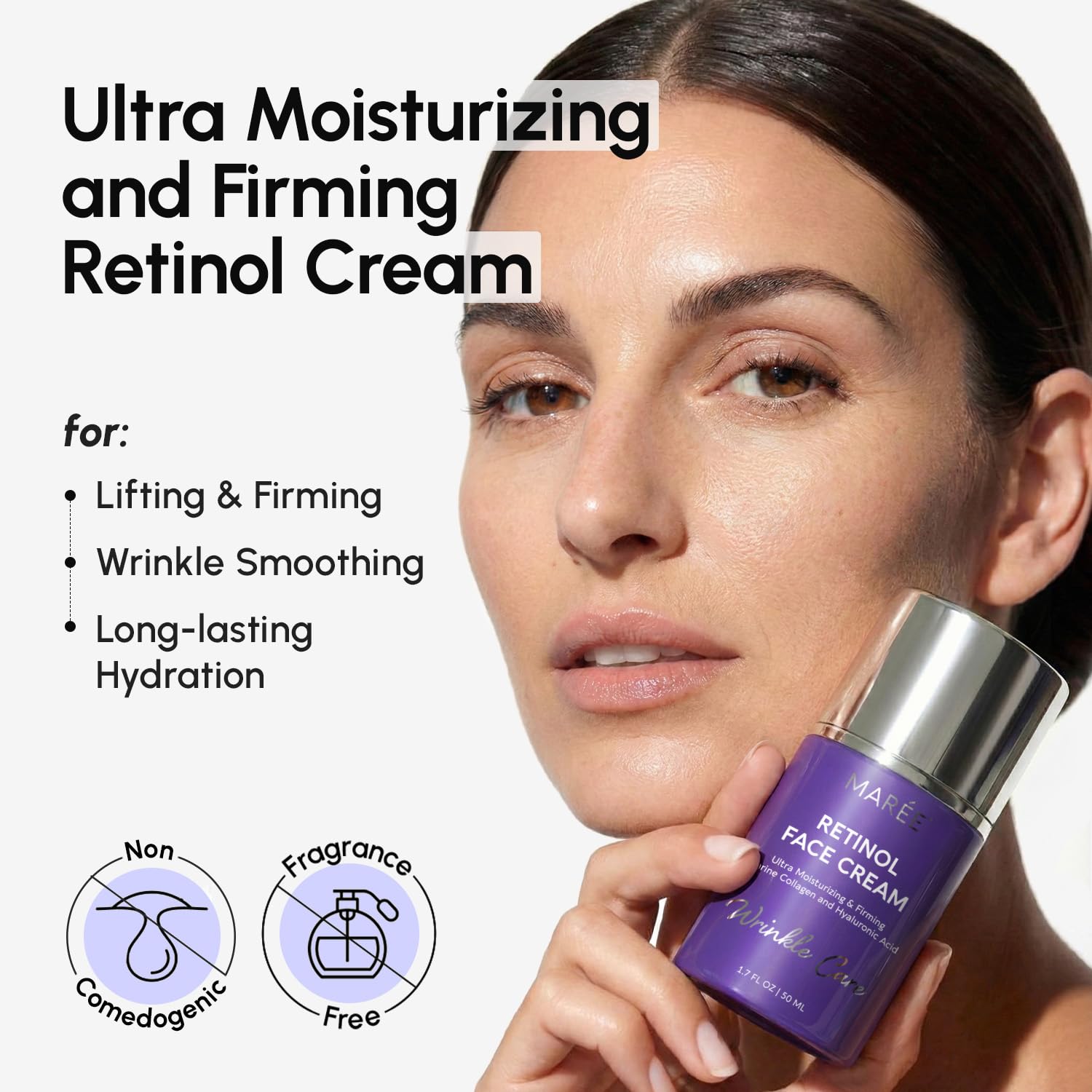 Detalle de MAREE Face Moisturizer – Retinol Cream with Hyaluronic Acid for Dry Skin
