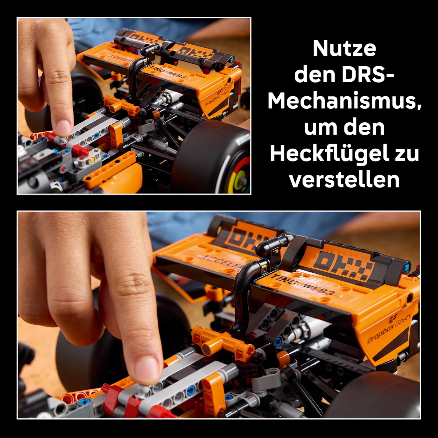 Detalle 2 de LEGO Technic McLaren MCL39 F1 Rennwagen 1:8 – Modellbau für Erwachsene, inkl. V6-Motor, Differenzial & DRS-Aktivierung (42228)