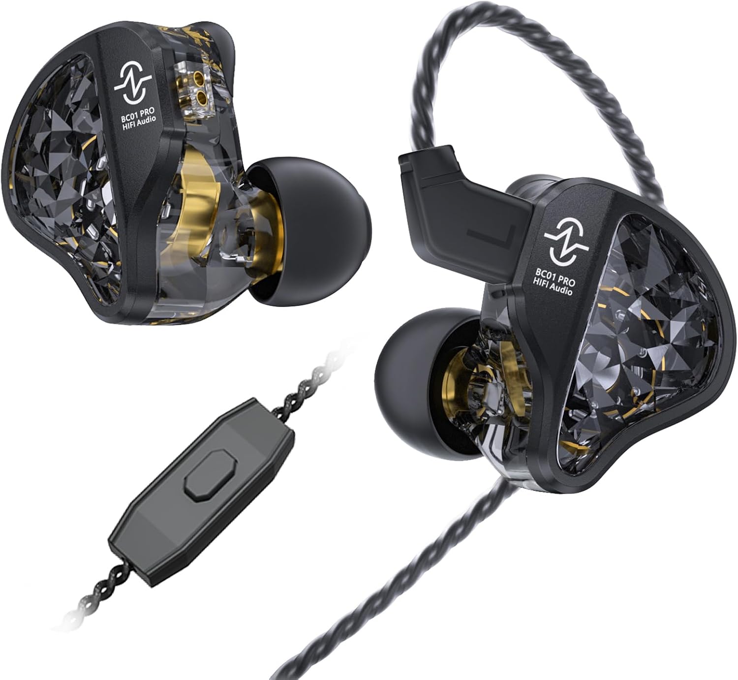Detalle de Yinyoo CCZ Harmony BC01 Pro wired in-ear monitors (BC01 Pro) with microphone and earhooks