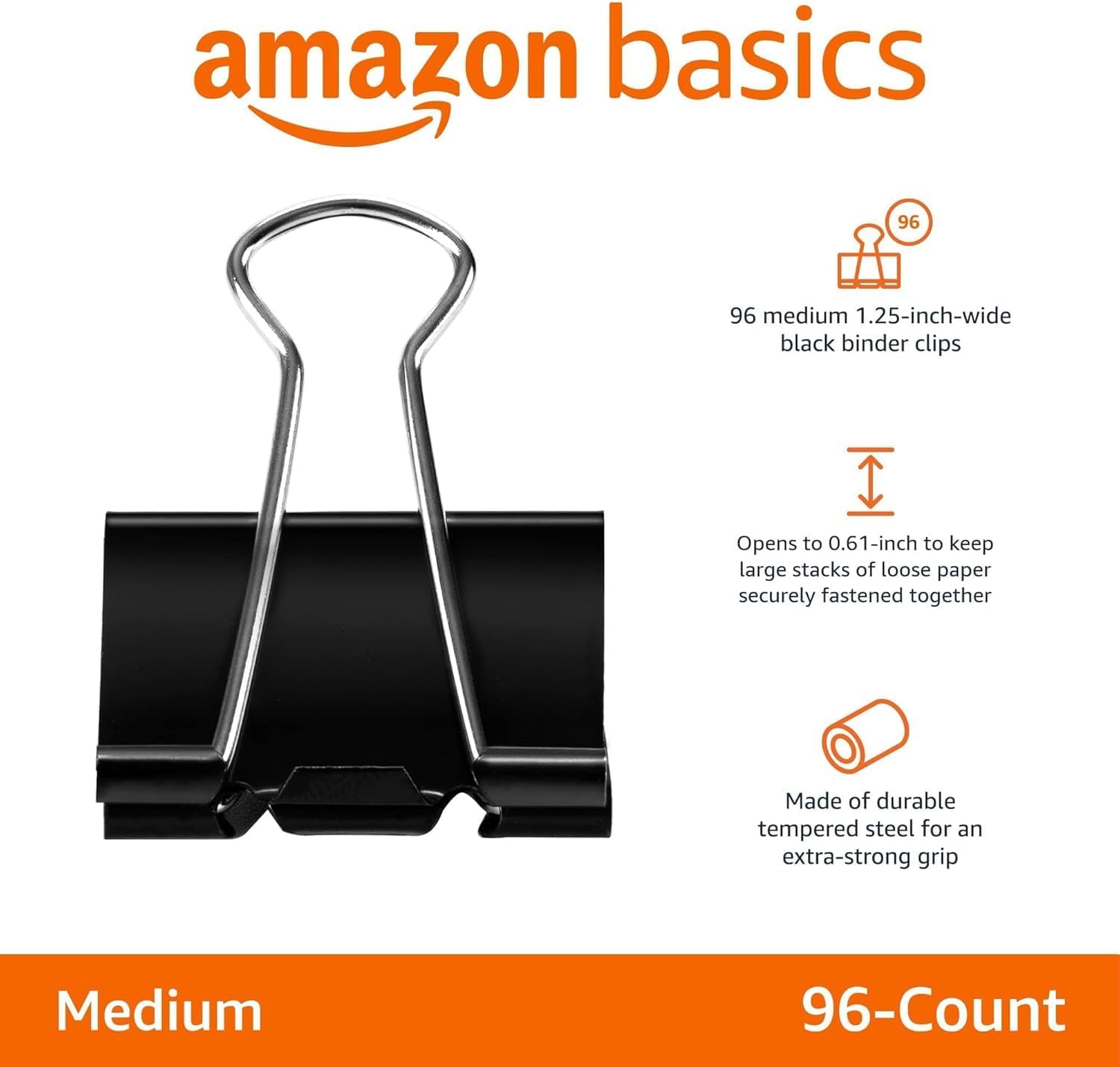 Thumbnail 3 de Amazon Basics Binder-Clips: 5/8 Zoll Öffnung, 1-1/4 Zoll Breite – 96 Stück in 8 Packungen