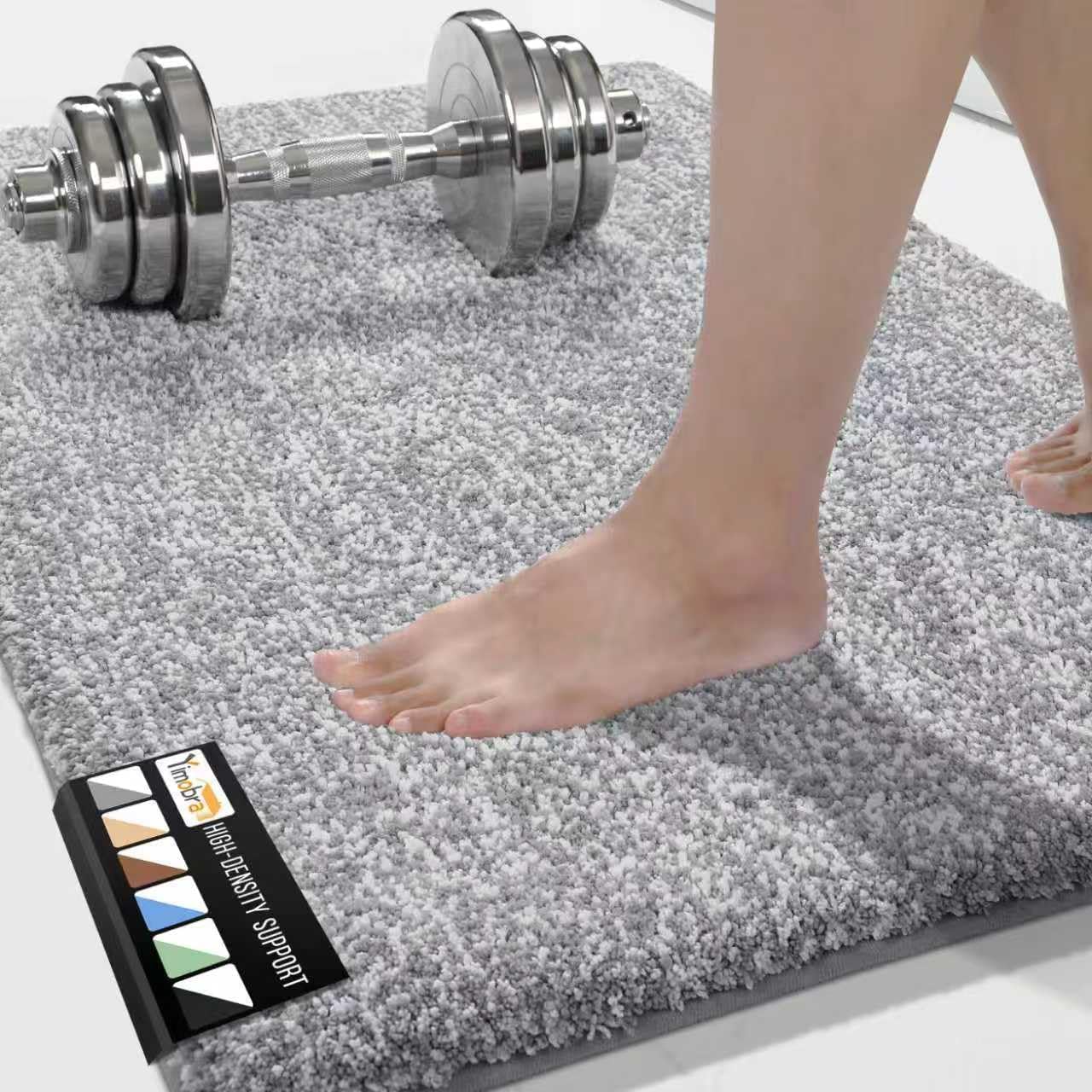 Detalle de Yimobra Non Slip Bathroom Rug 24x17 Grey White 🧼📏