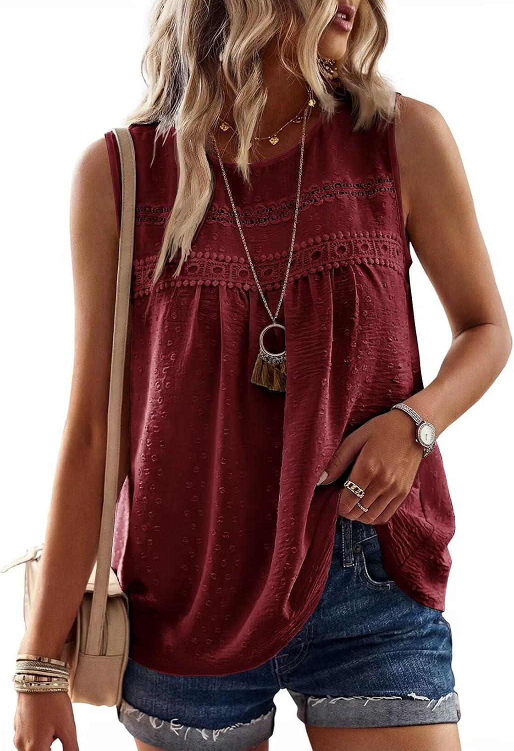 Thumbnail 6 de TUUHAW Tank Top Damen – Sommer-Top mit Boho-Spirit, Ärmellos, Rundhals und Swiss-Dot Muster