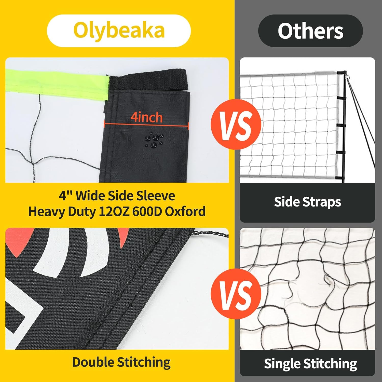 Detalle de Portable Outdoor Volleyball Net Set: 20 ft or 32 ft with 4 Adjustable Heights