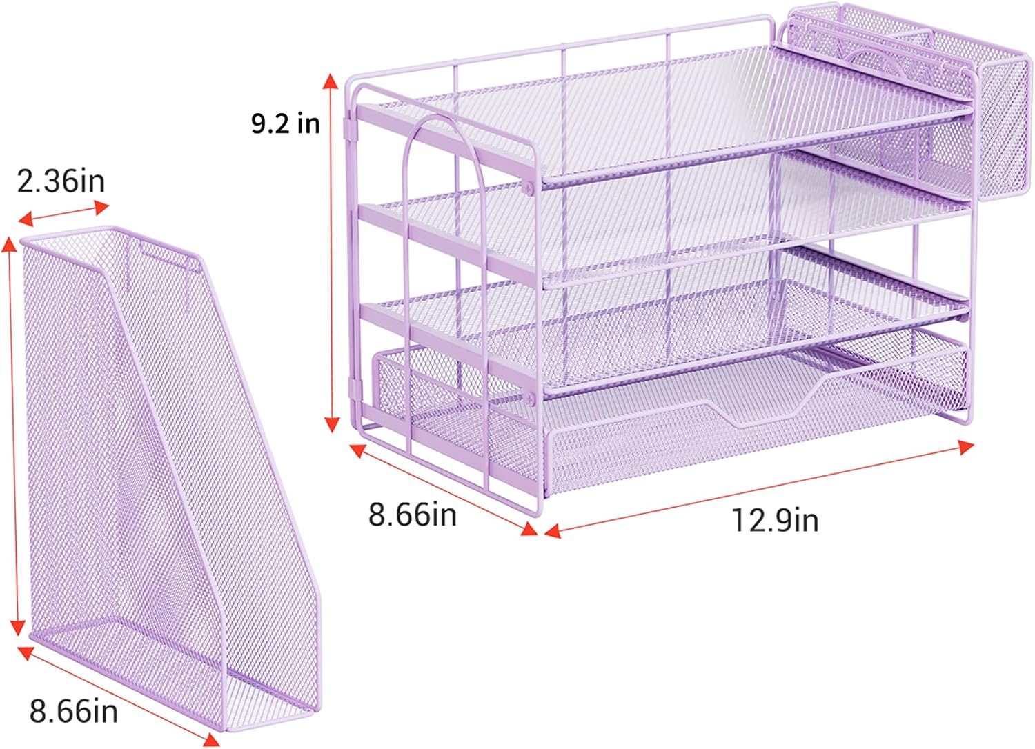 Detalle de Gugsey Desk File Organizer: Purple Metal Organizer with Drawer and Pen Holder
