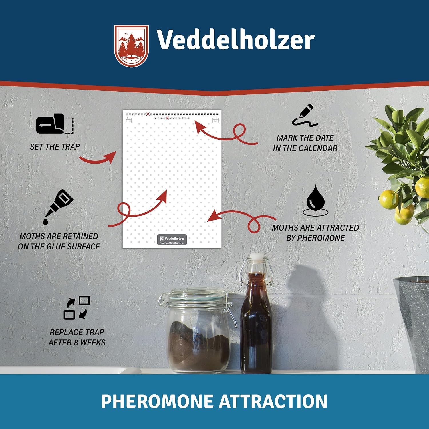 Detalle de Veddelholzer Pack of 10 Food Moth Traps with Pheromone Attraction – 8 Weeks Each