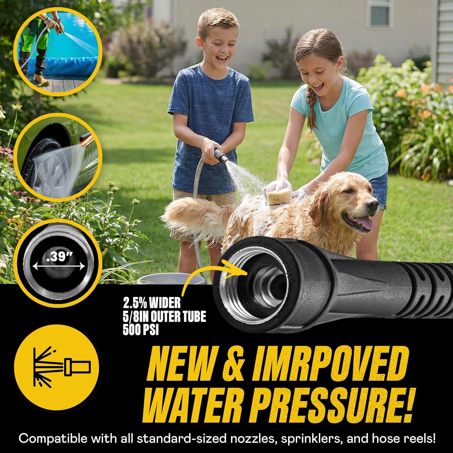 Thumbnail 6 de Bionic Steel Garden Hose 150 ft with Fireman’s Nozzle — Premium Stainless Steel Solution