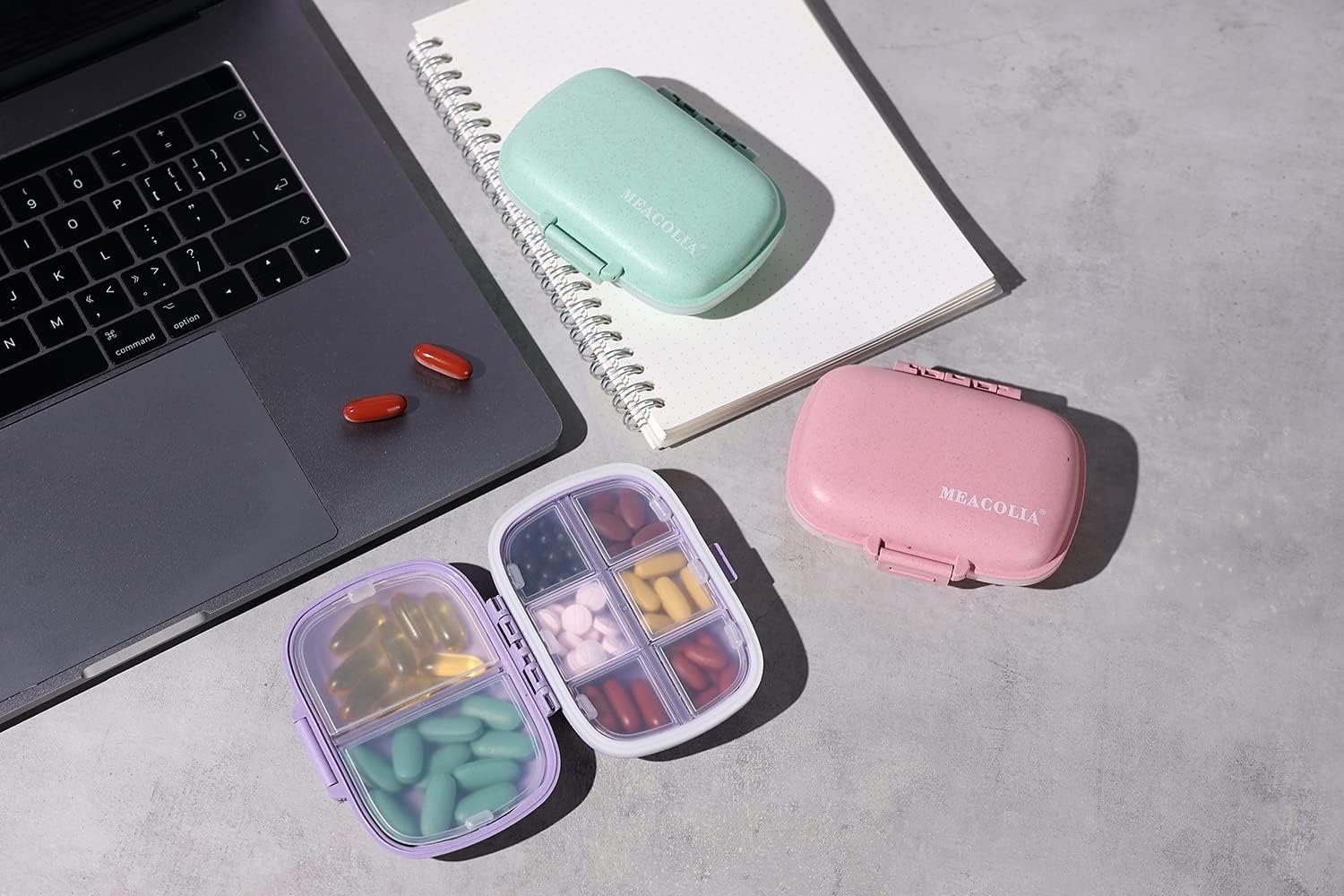 Thumbnail 6 de MEACOLIA FETEGT6016 Travel Pill Organizer, 8 Compartments, 3 Colours
