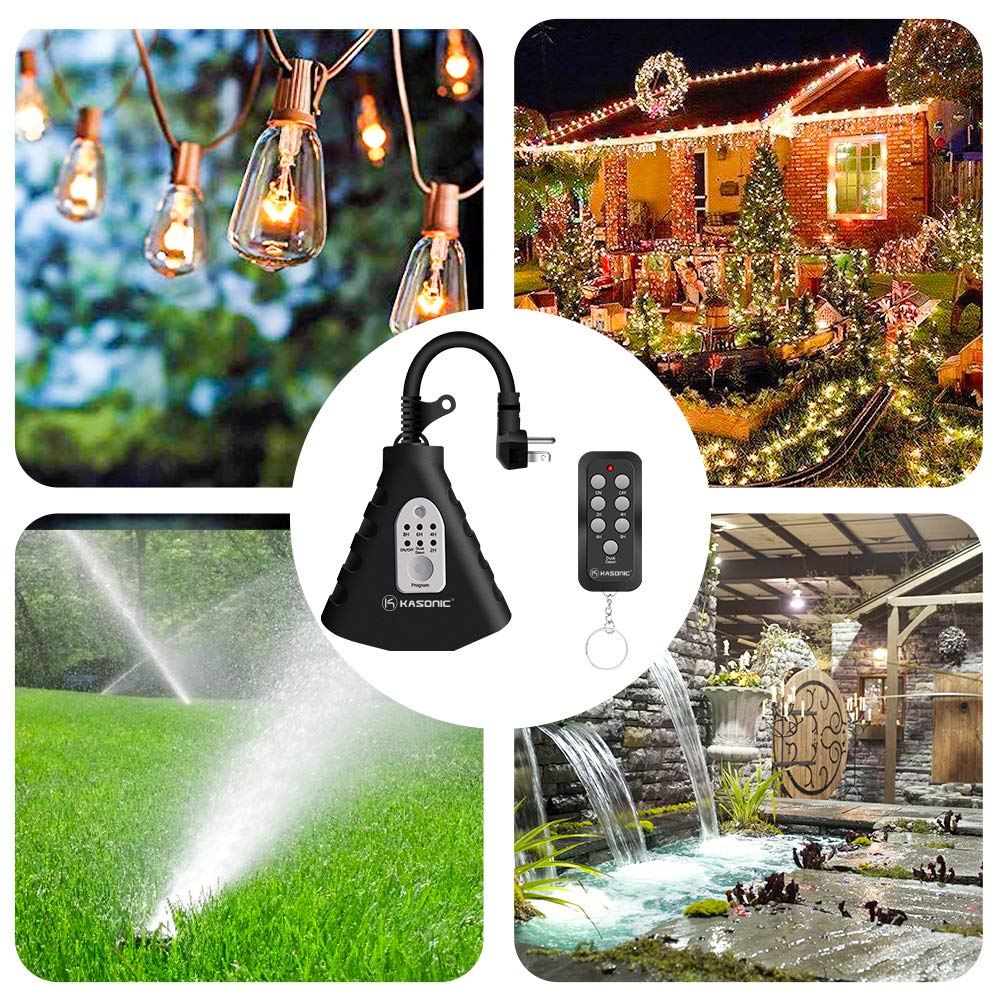Thumbnail 6 de K KASONIC Outdoor Light Timer Outlet with Light Sensor, Remote and 3 Grounded Outlets