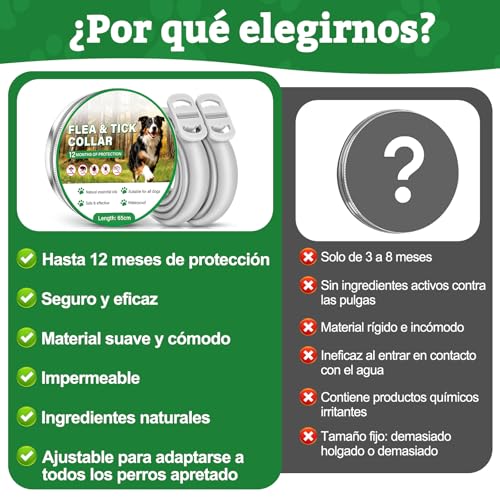Detalle 2 de BoYata Collar Antiparasitario para Perros 2 Unidades – Protección jusqu 12 Meses con Aceites Naturales