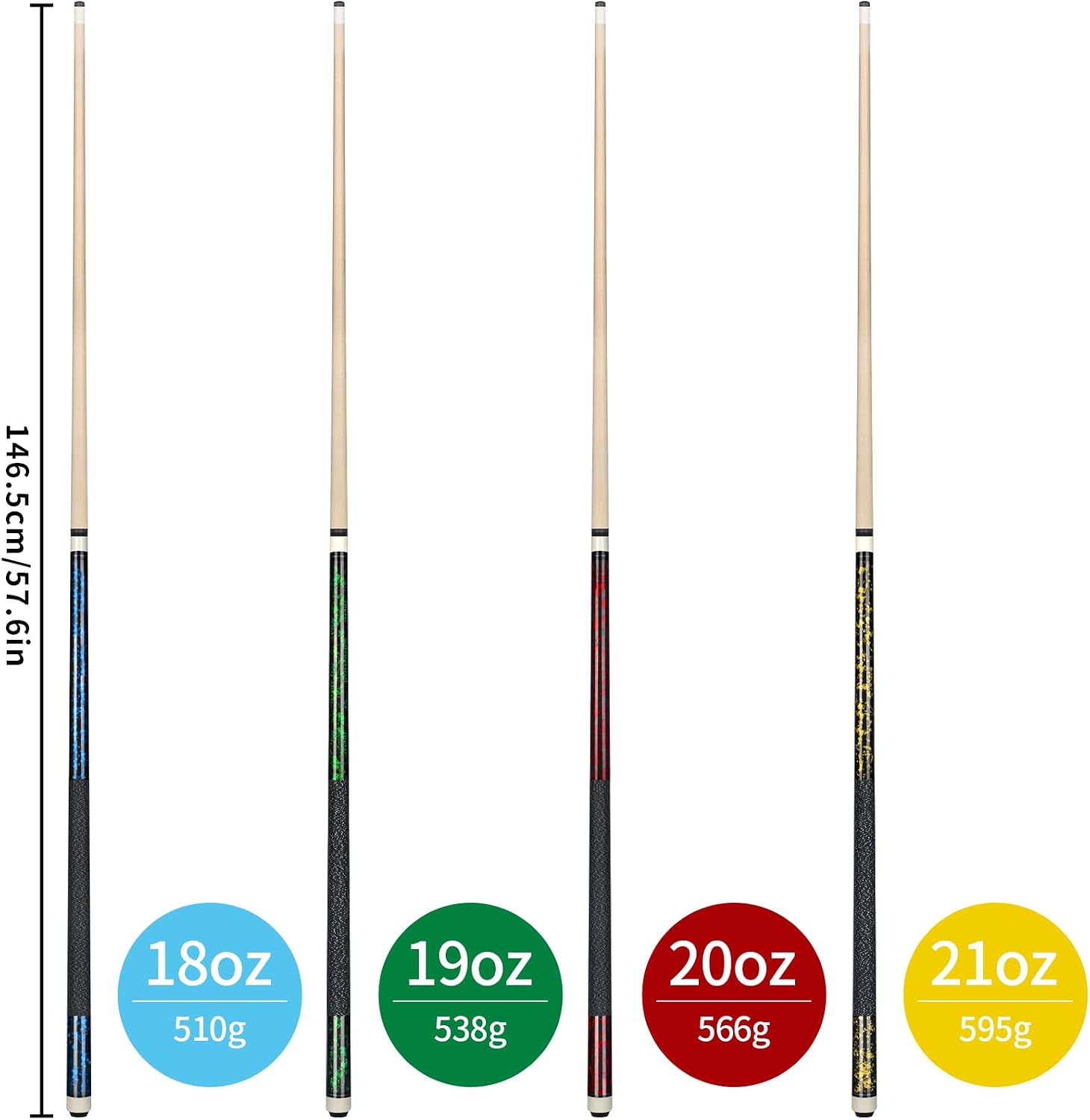Thumbnail 6 de Kmise Pool Sticks Set of 4, 58-Inch Canadian Maple Pool Cue Set