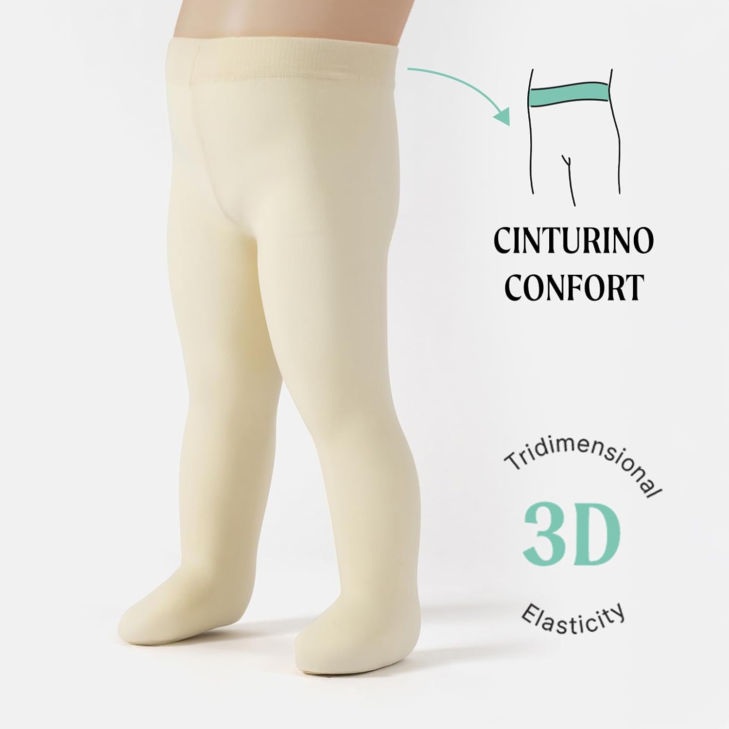Detalle de CALZITALY 2 Paia Collant Neonata in Microfibra 40 DEN – Made in Italy