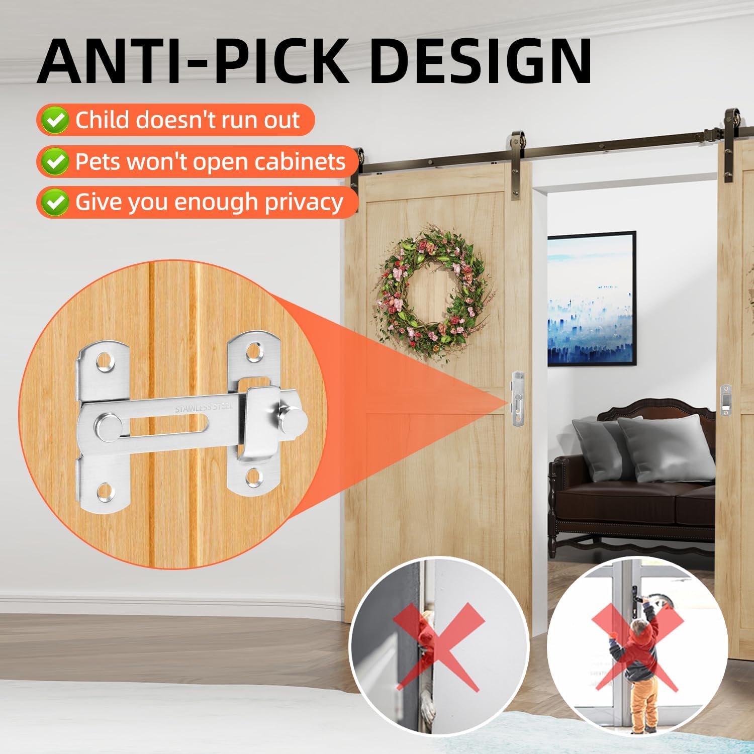 Thumbnail 4 de Croerw 4 Zoll Klappbarer Schiebetürriegel Silber