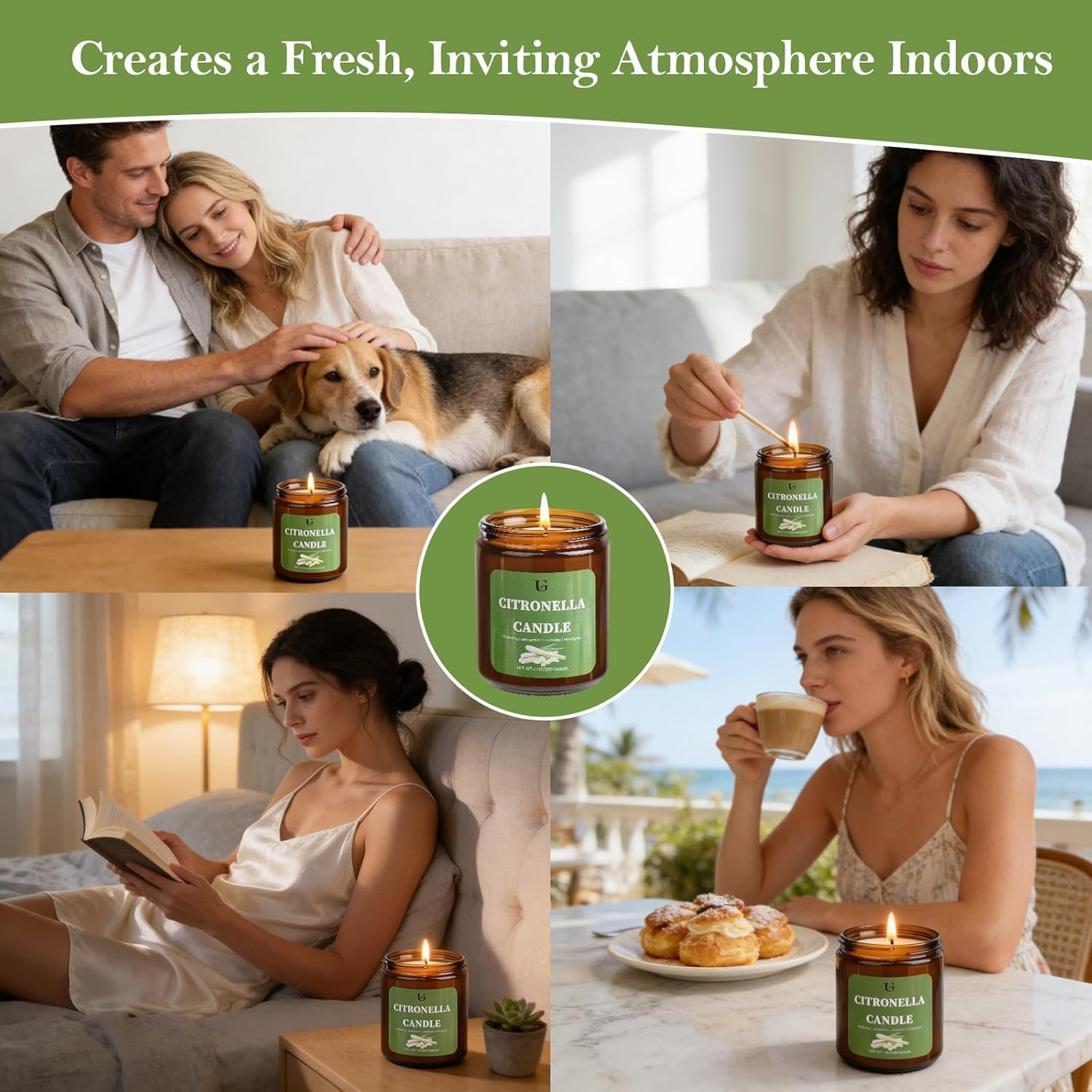 Thumbnail 6 de Citronella Candles Outdoor: Large 7oz Lemongrass Soy Jar (2-Pack) for Patio, Garden, and Camping