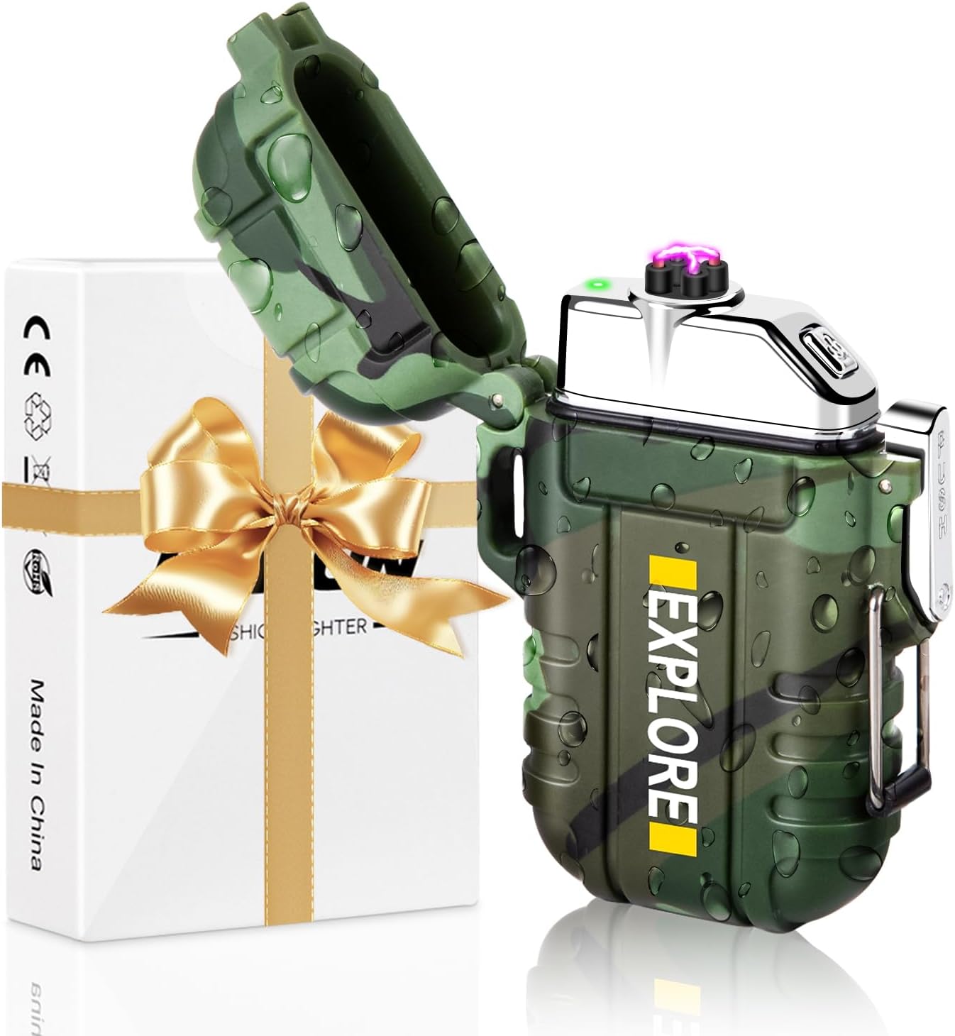Detalle de Rechargeable Electronic Plasma Lighter with Cross Dual Arc, USB Charging, Windproof & Waterproof (Camping & Survival)