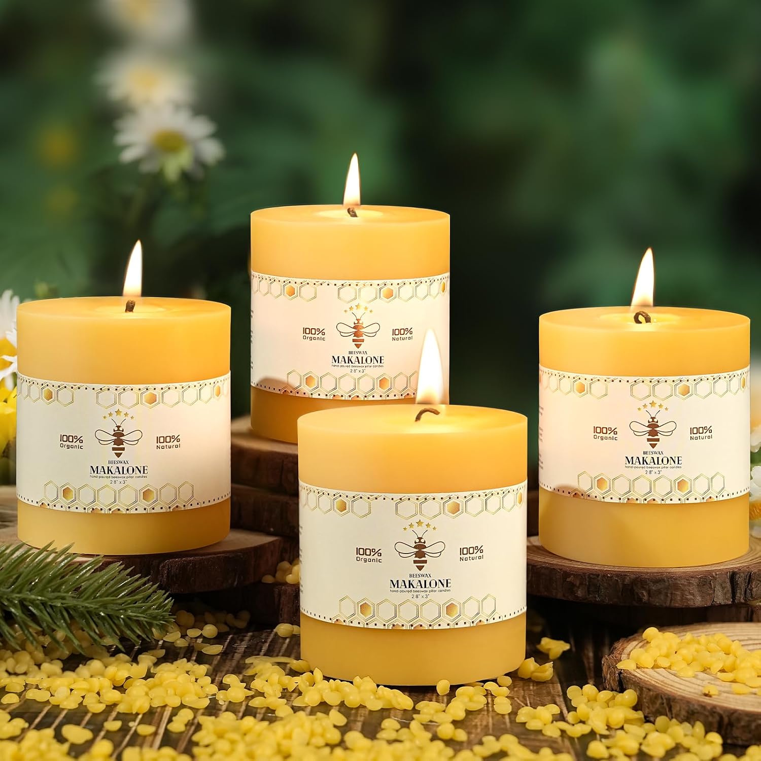 Detalle de Beeswax Pillar Candles, 2.8 x 3 Inch