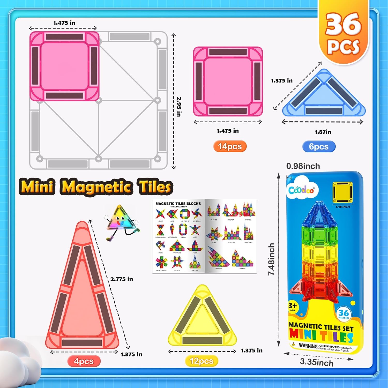 Detalle de Magnetic Tiles Set 3–8 Years Old Toys 🧩