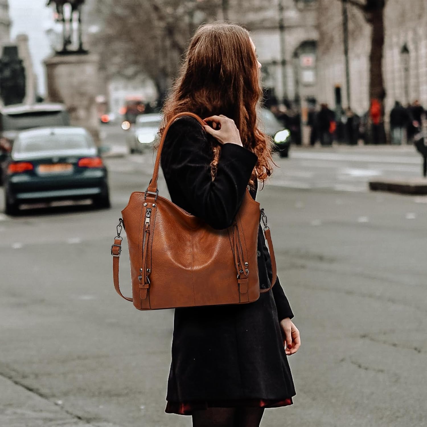 Thumbnail 1 de TANTOMI Handtasche Damen Elegant Vintage – Große Umhängetasche mit Crossbody-Band und abnehmbarem Schulterriemen