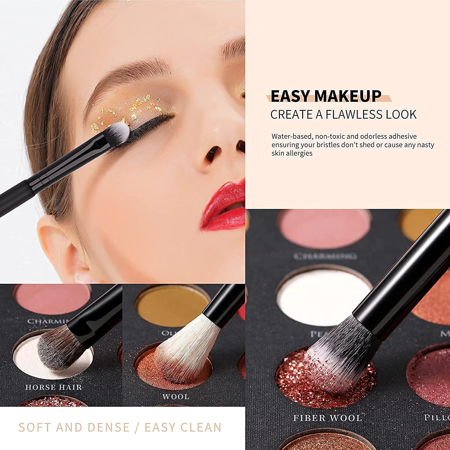 Detalle de DUcare Make-up Pinsel-Set (15 Stück) mit synthetischen Borsten – Schwarz