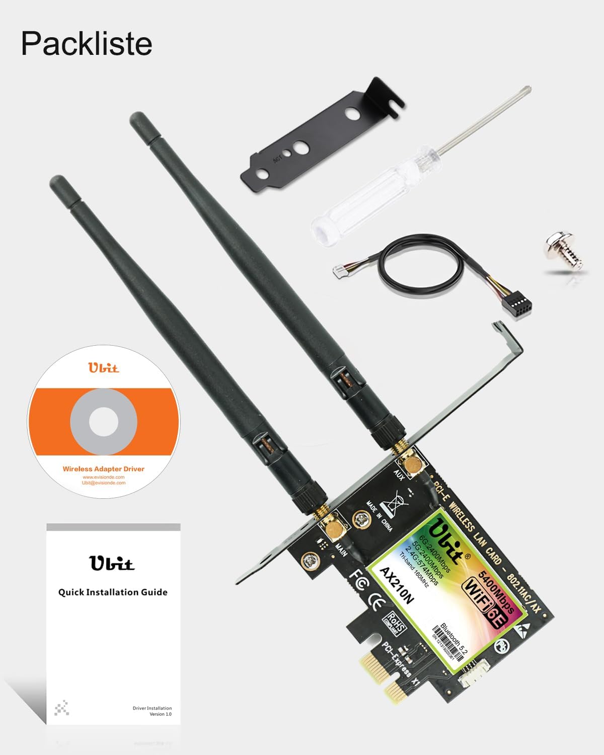 Thumbnail 6 de Ubit WiFi 6E AXE5400 PCIe WLAN Karte