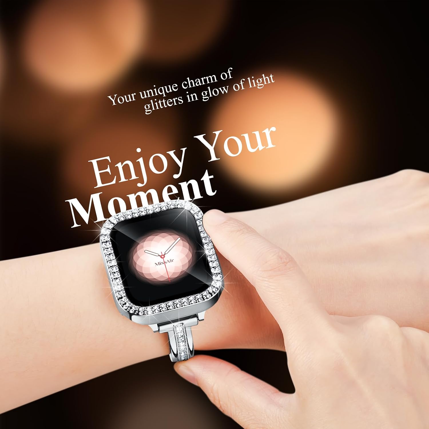 Thumbnail 3 de Missair slim metal Apple Watch strap compatible with 40mm–49mm (jewellery bracelet with bling detail)