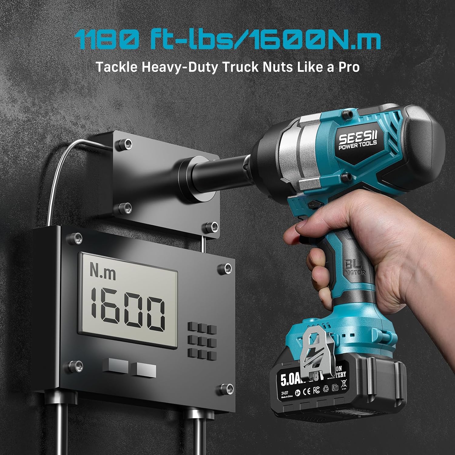 Detalle 2 de Seesii WH810 18V Impact Wrench 1180 Ft-lbs