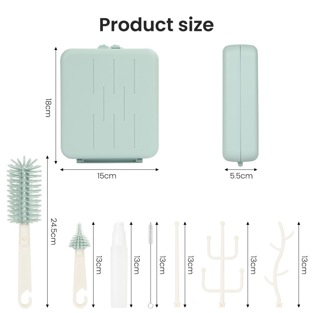 Detalle de Vicloon 6-in-1 Reise-Baby-Flaschenbürsten-Set – BPA-frei, kompakt und vielseitig