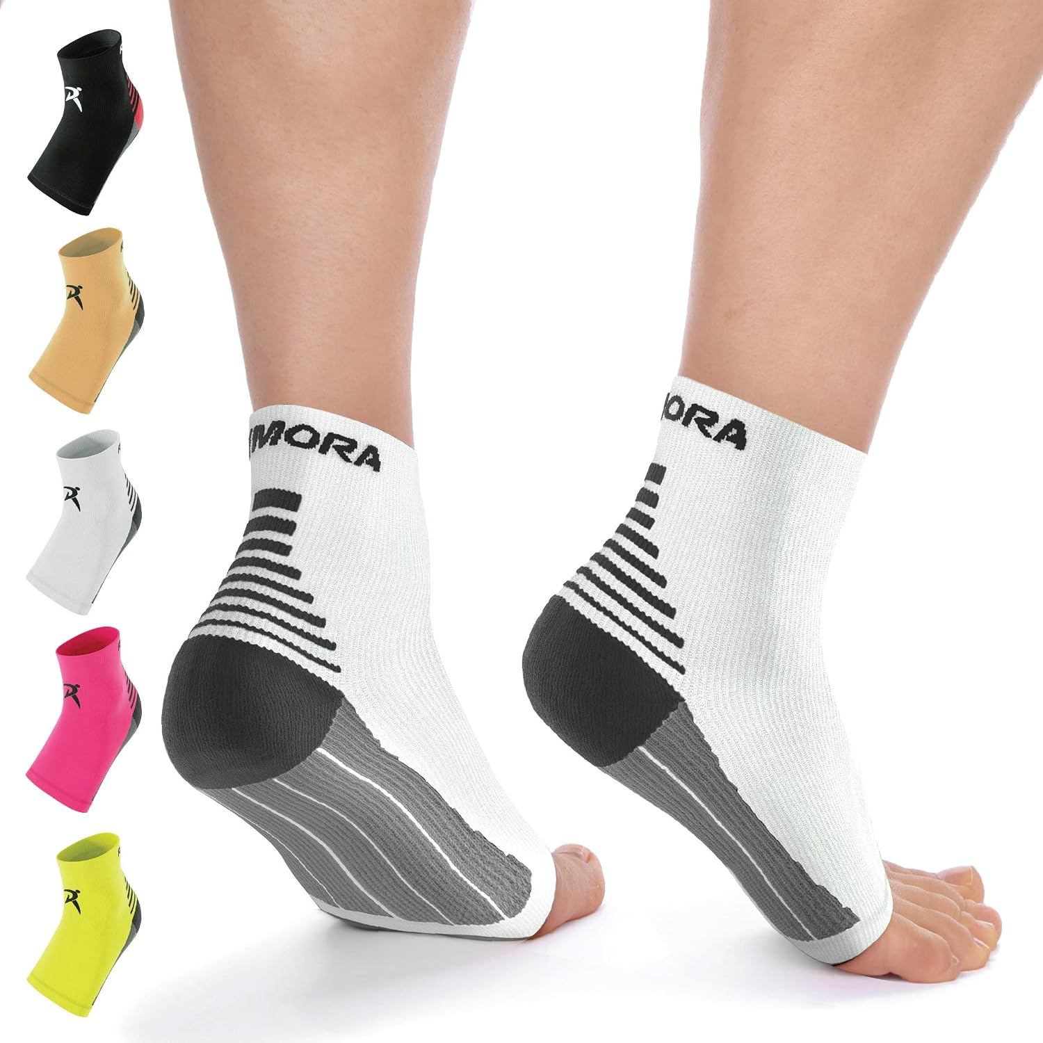 Detalle de Rymora Foot Compression Socks Sleeves (Ease Plantar Fasciitis Discomfort) – White, Large (25–29cm arch circumference)