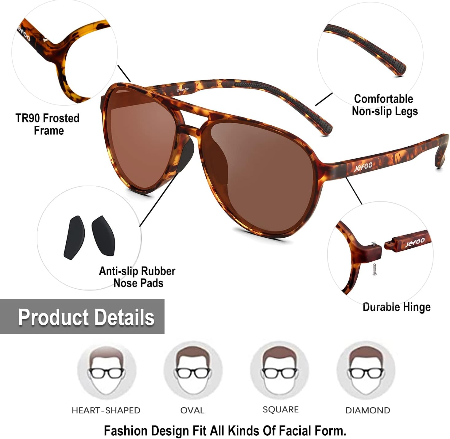 Detalle 1 de Jefoo Polarized Aviator Sunglasses UV400