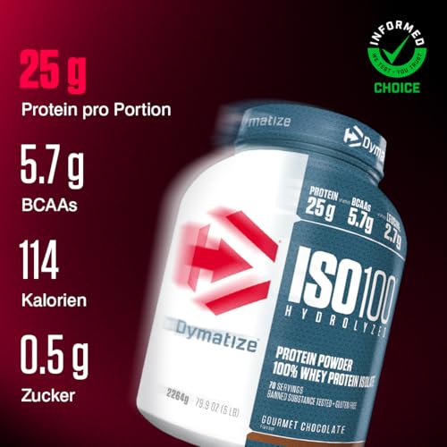 Detalle de Dymatize ISO 100 Hydrolyzed Gourmet Chocolate 2264g – Premium Whey Protein isolat, hydrolysiert