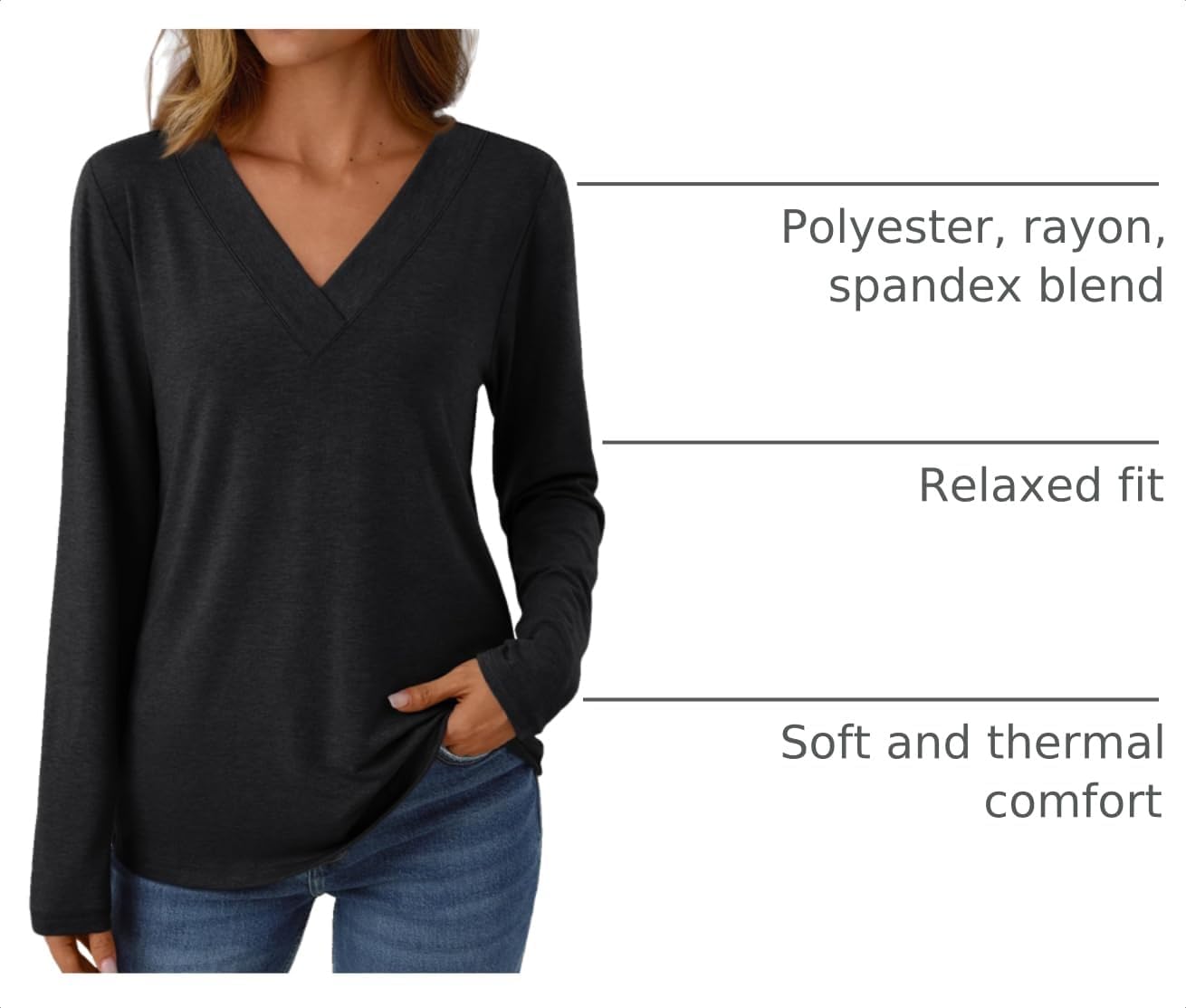 Thumbnail 3 de AUTOMET Long Sleeve V-Neck Casual Top