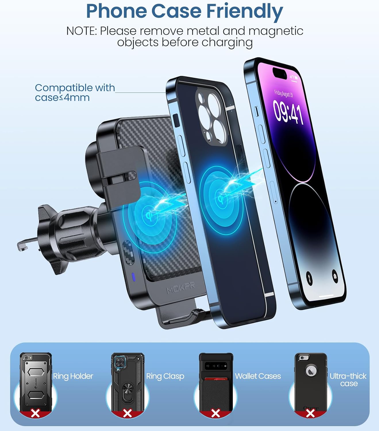 Thumbnail 5 de MOKPR Wireless Car Charger 15W car phone holder