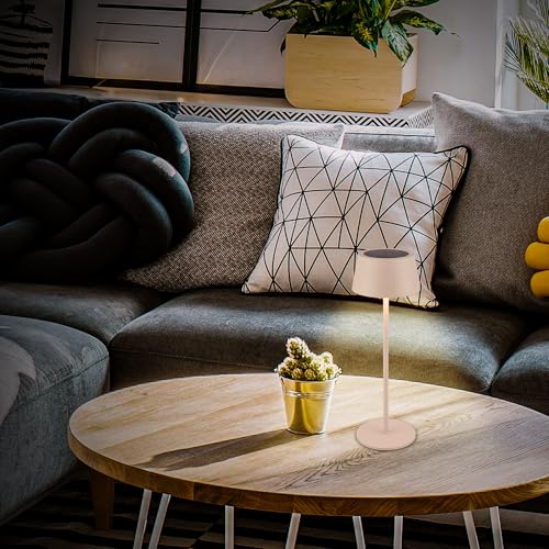 Detalle de BRILONER Lámpara de mesa LED sin cable IP44 con pantalla táctil y CCT — beige