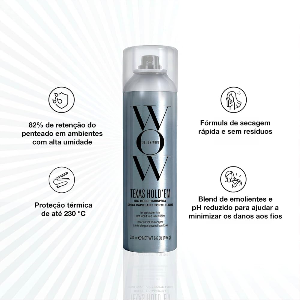 Detalle de COLOR WOW Texas Hold 'Em Big Hold-haarspray, sterke flexibele hold, uv- en hittebescherming, 234 ml