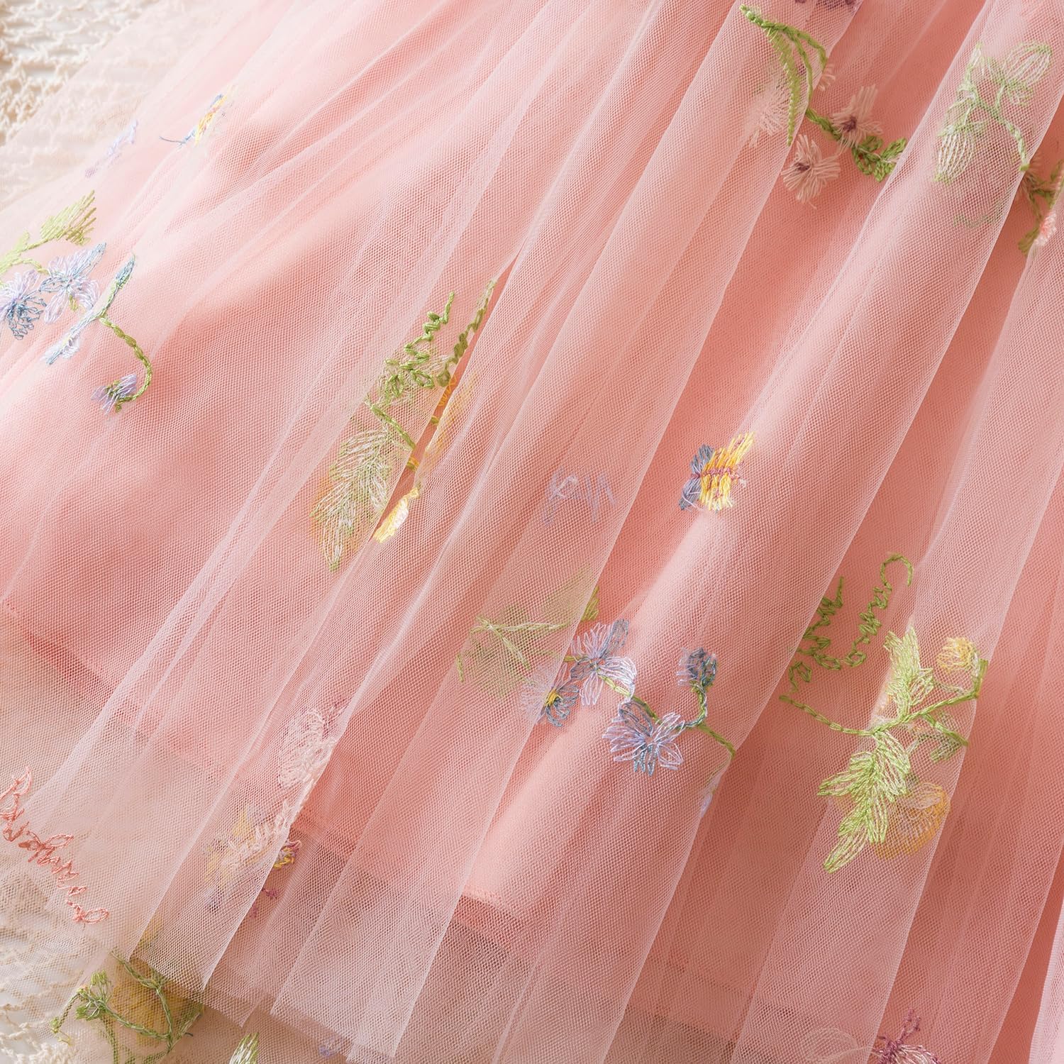 Thumbnail 5 de NNJXD baby girl flower embroidery tulle dress (1–5 years) for birthday parties and summer outings