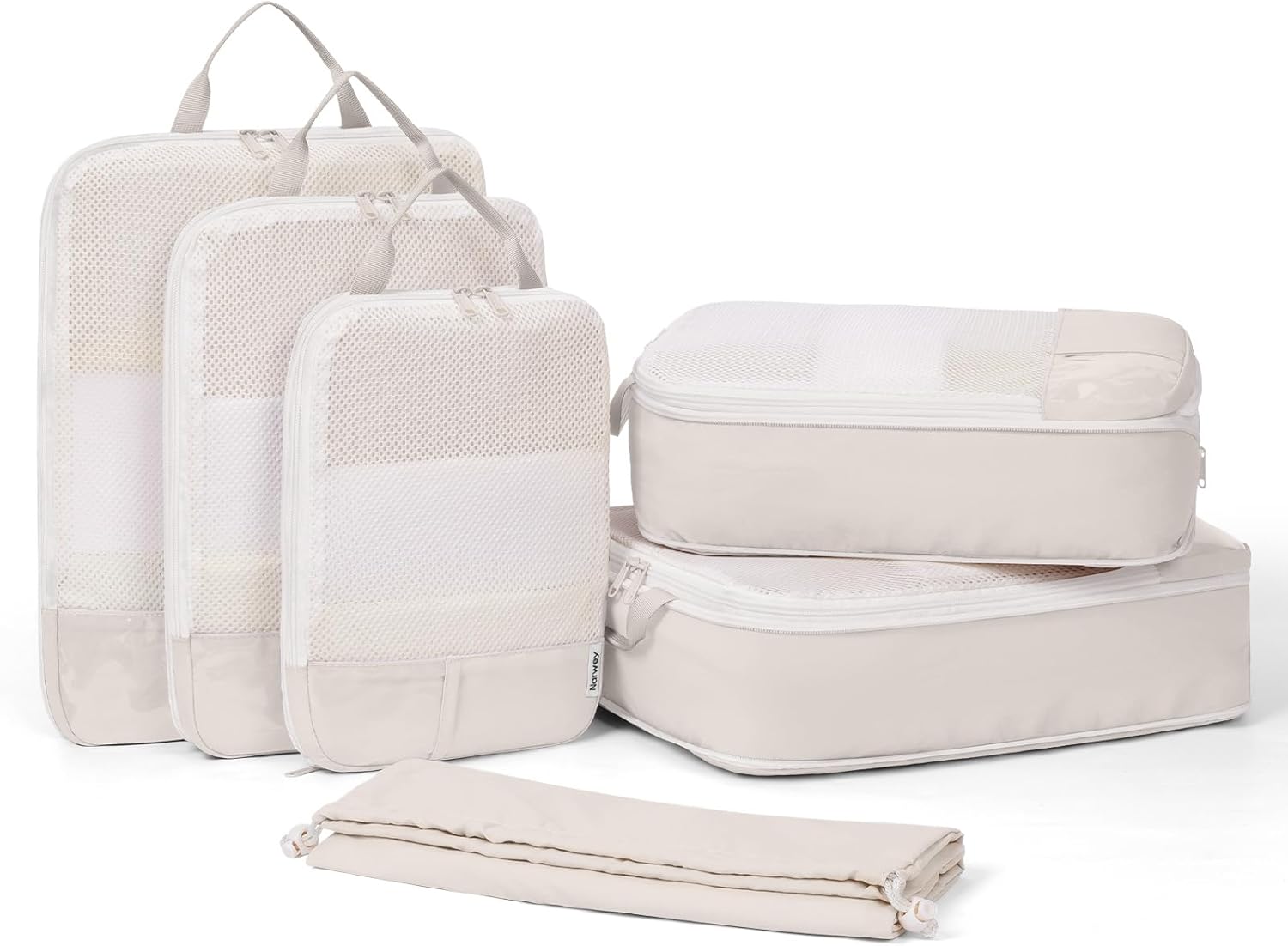 Detalle de Narwey Compression Packing Cubes 6‑Piece Set – Beige