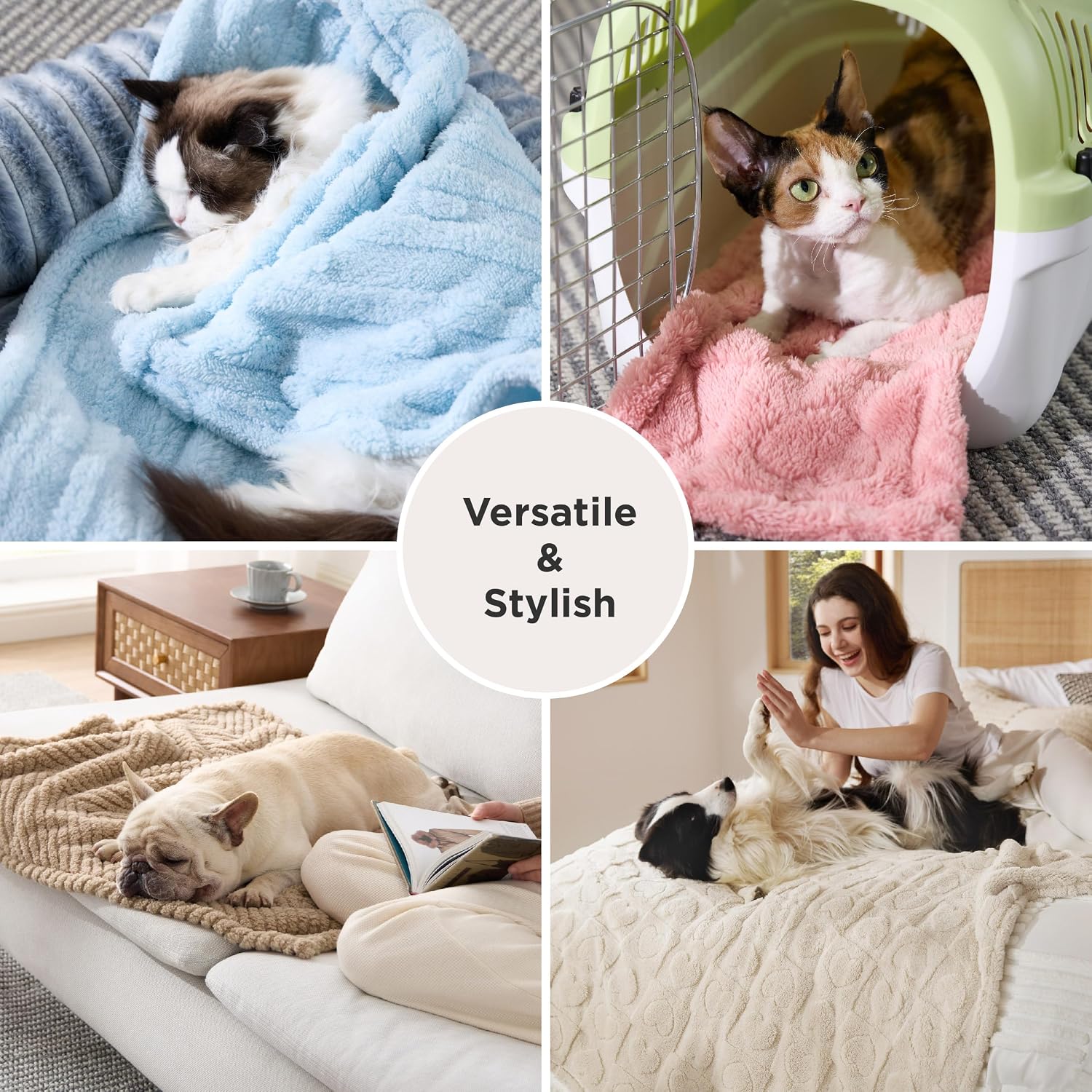 Detalle 2 de Bedsure Dog Blanket, 300GSM Jacquard Fleece, 25 x 35-Inch White Heart