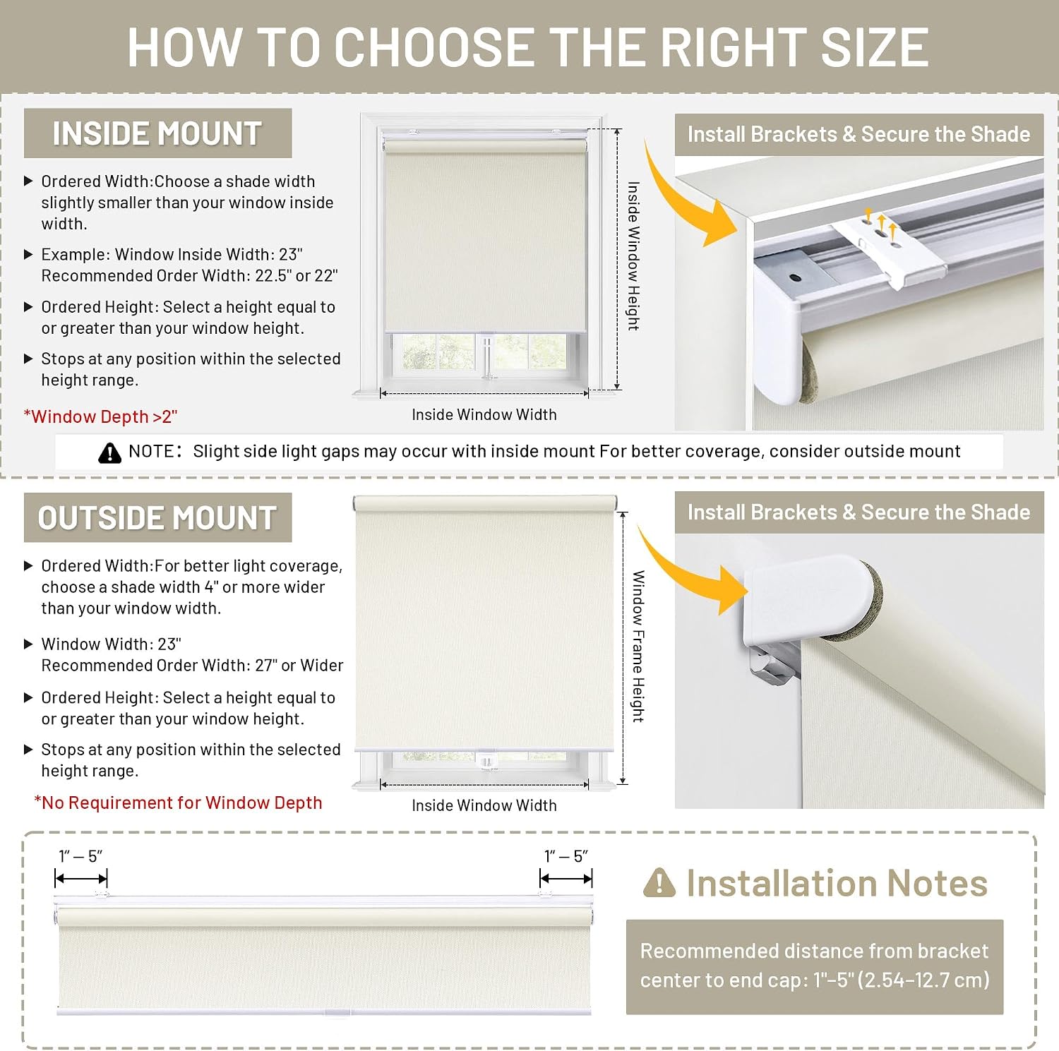 Detalle 2 de SUNOFF Cordless Blackout Roller Shade 72" x 72