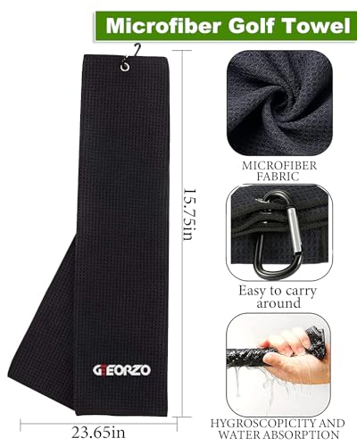 Thumbnail 1 de Geeorzo 7-in-1 Golf Zubehör: multifunktionales Set mit Mikrofasertuch, ausziehbarer Bürste und Pitchgabel – Black
