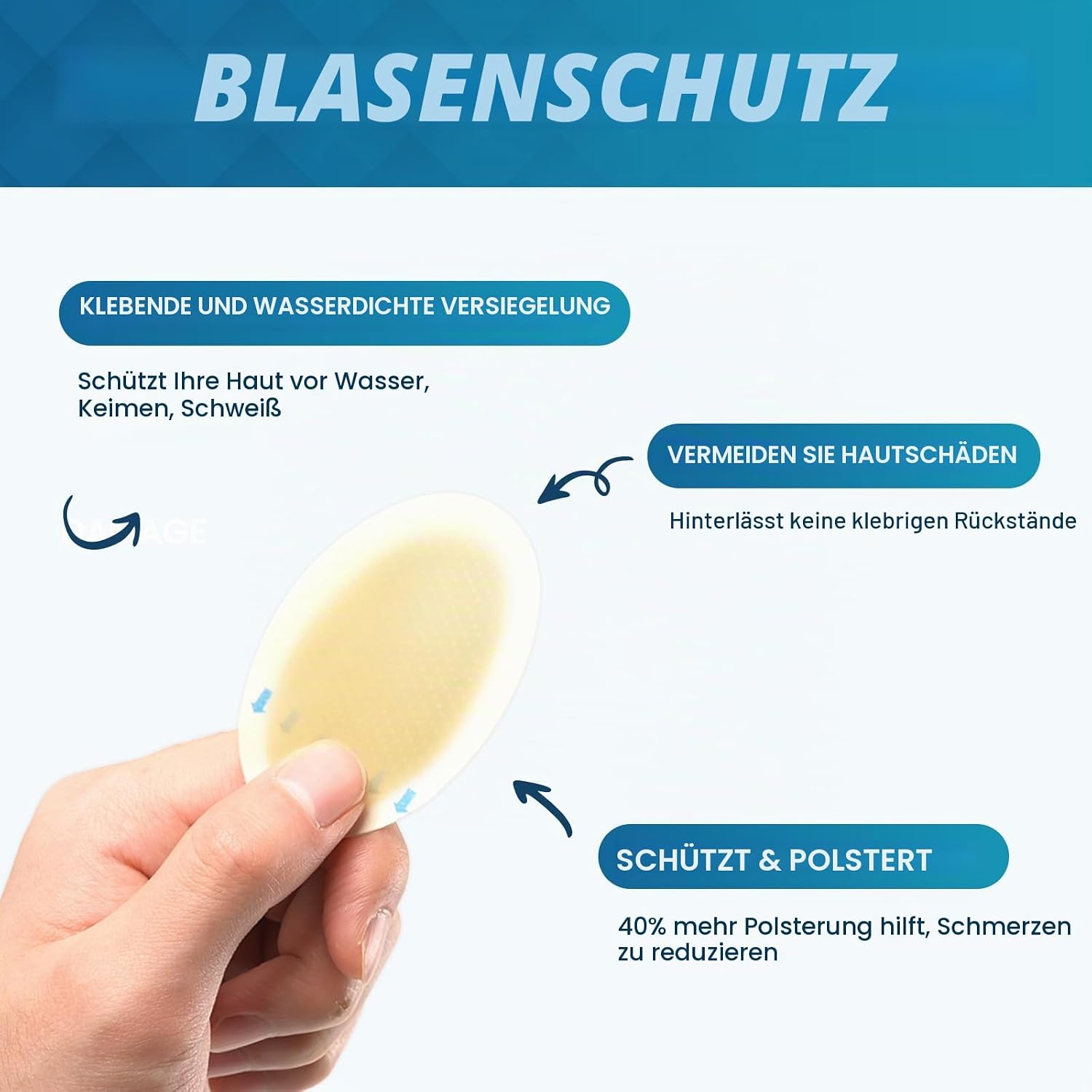 Detalle de Hydrokolloid-Blisterpflaster für Füße – 30 Stück Gel-Blisterpflaster (Variety Pack) von Kimihome