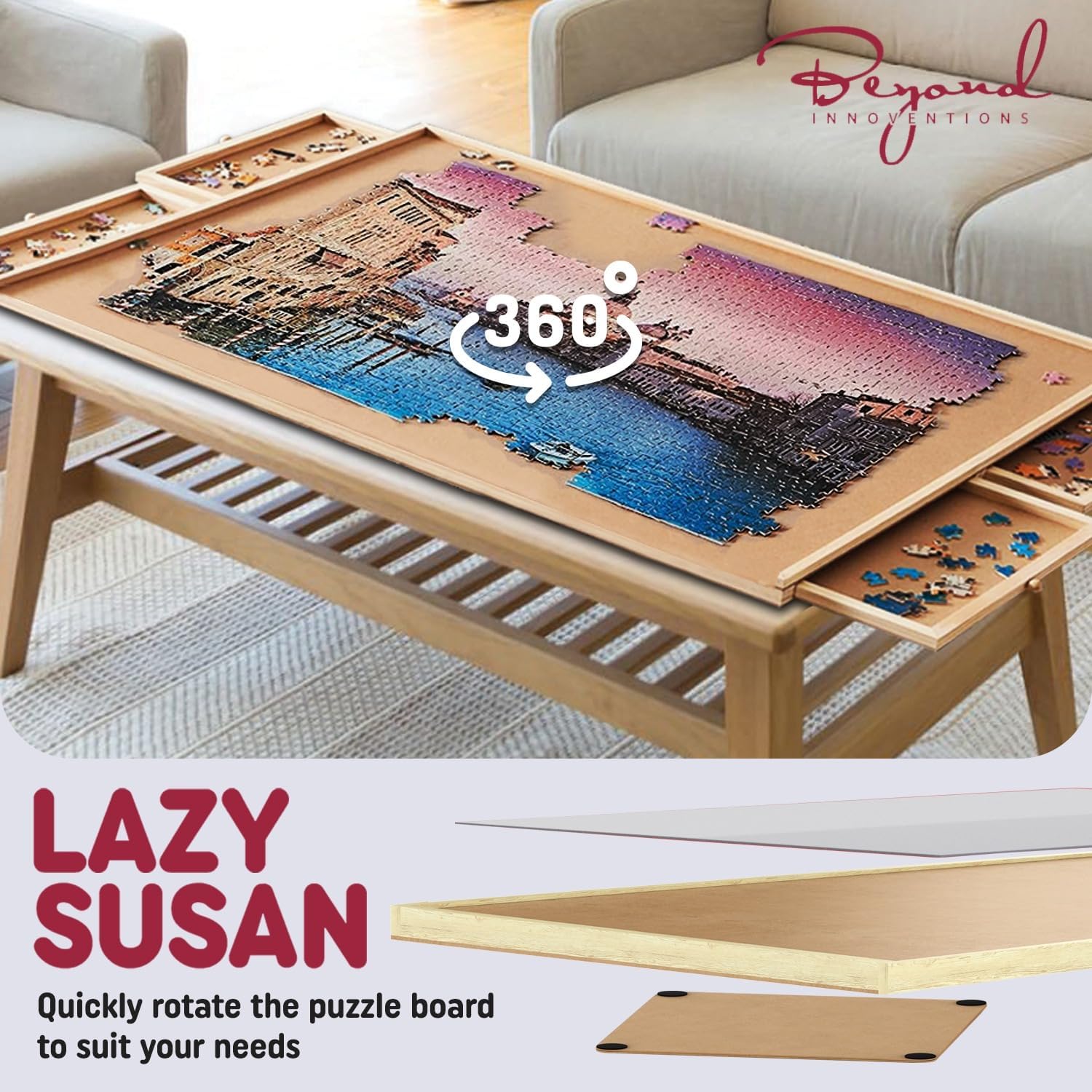 Detalle 2 de 1000 Piece Rotating Puzzle Board 30" x 22" 🧩