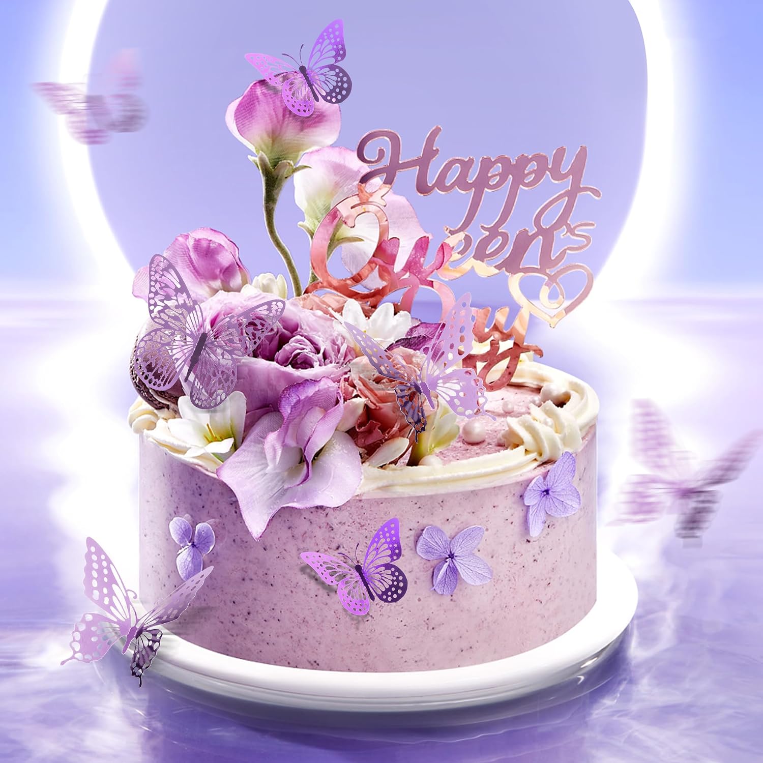 Detalle de SAOROPEB 3D Butterfly Wall Decor, 48 Lavender Paper Butterflies