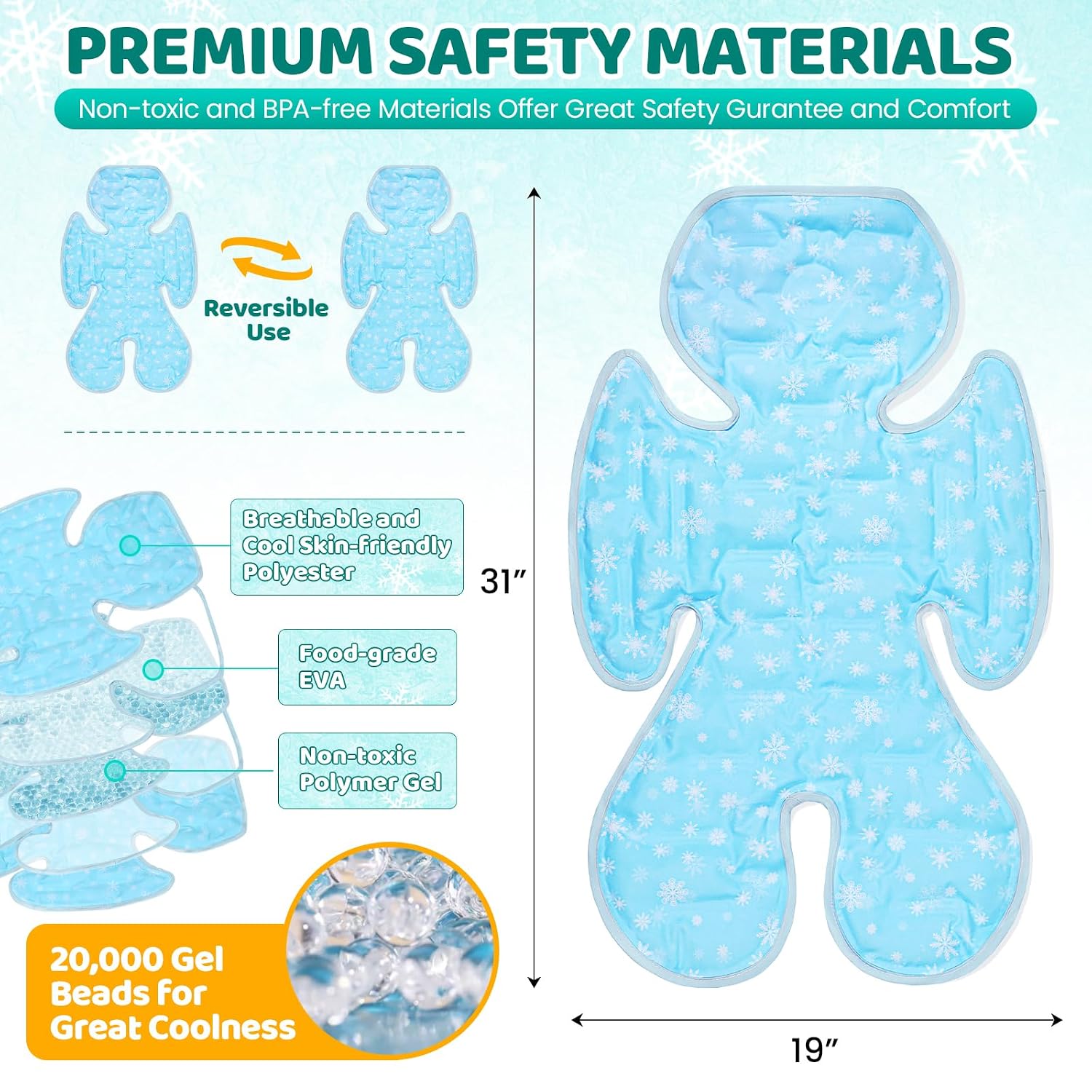 Detalle de Orzbow Stroller Cooling Pad, 30.7 x 18.9 inches