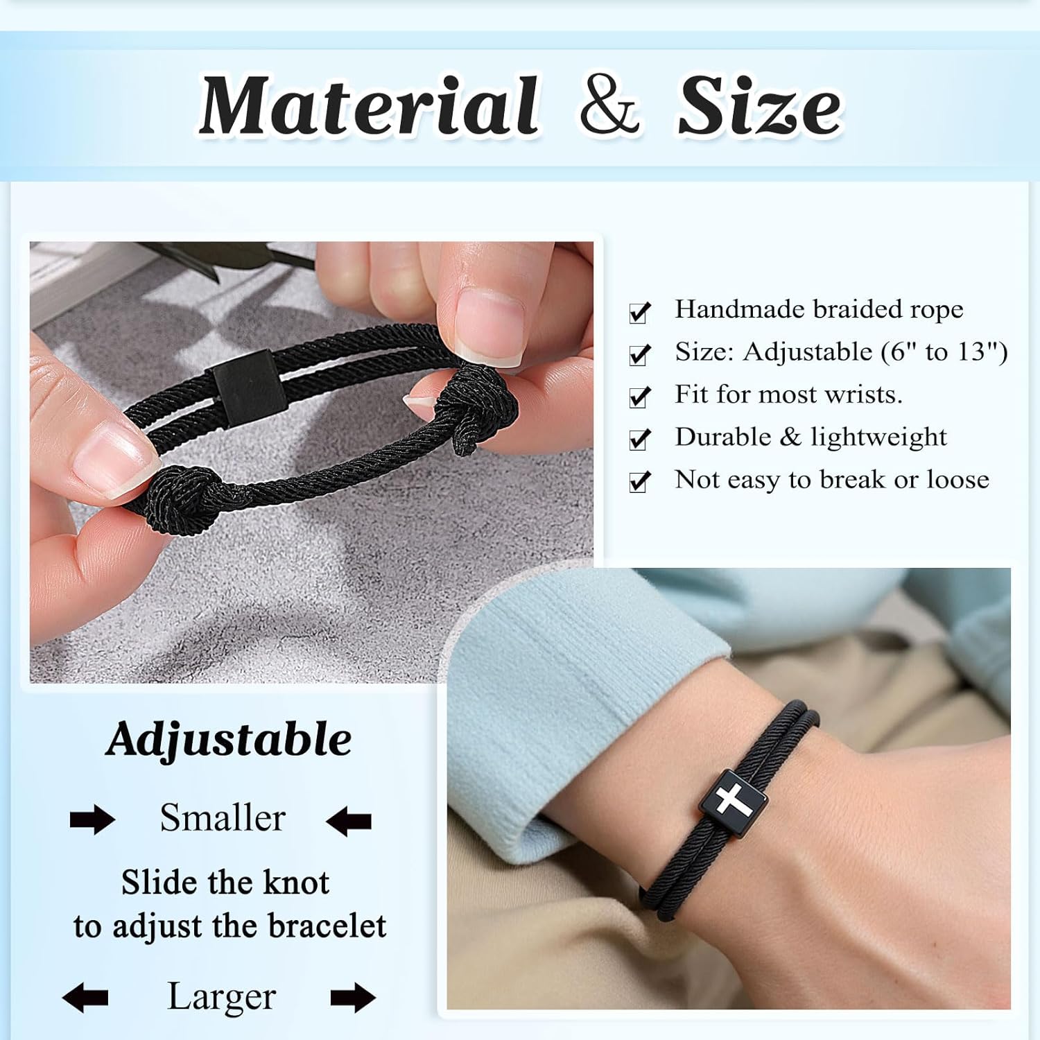 Detalle 2 de D Dongjiangjin Cross Bracelet for Teen Boys