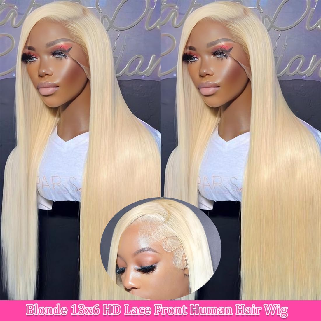 Detalle 2 de LETMIEO Human Hair Lace Front Wig 13x6