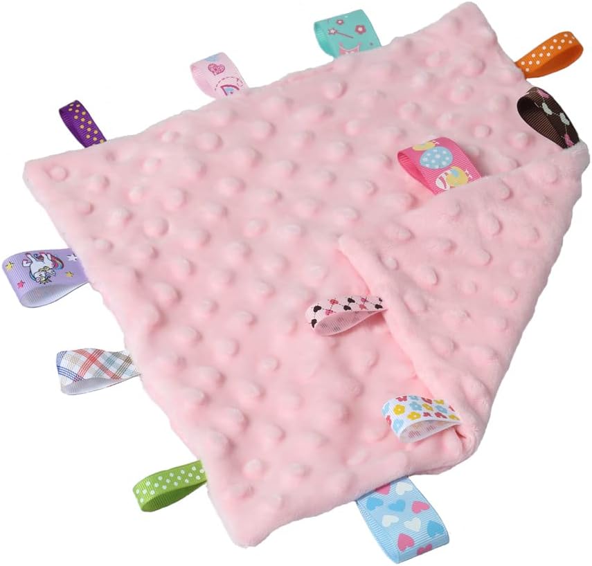 Thumbnail 5 de CREVENT Soft Plush Animal Face Security Blanket (Pink Bear + Tag) – Safe, comforting security blanket for babies and toddlers